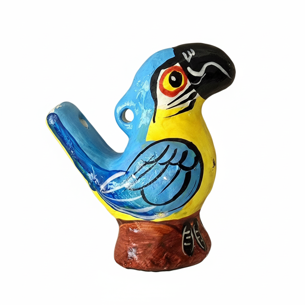 Macaw and parrot Ceramic water whistle from the Peruvian Amazon