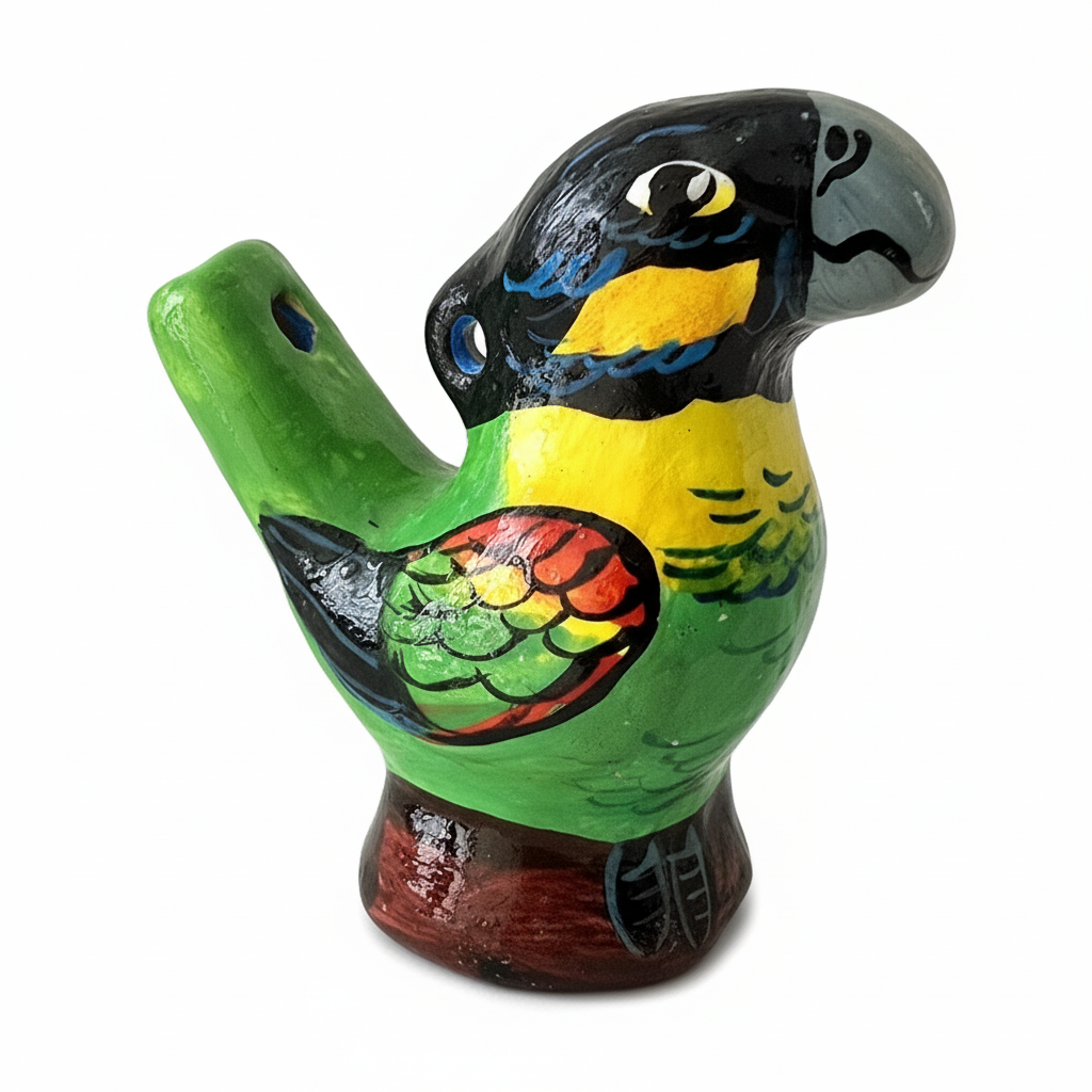 Macaw and parrot Ceramic water whistle from the Peruvian Amazon