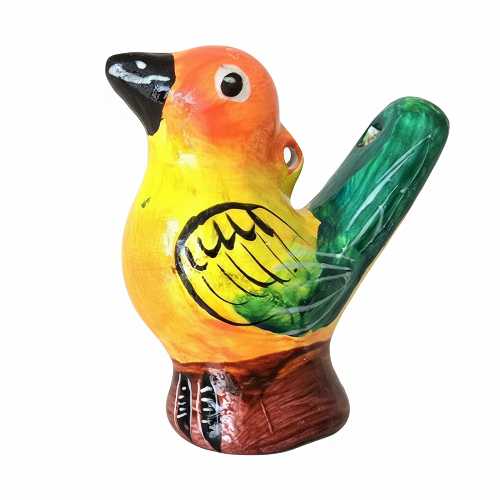 Macaw and parrot Ceramic water whistle from the Peruvian Amazon