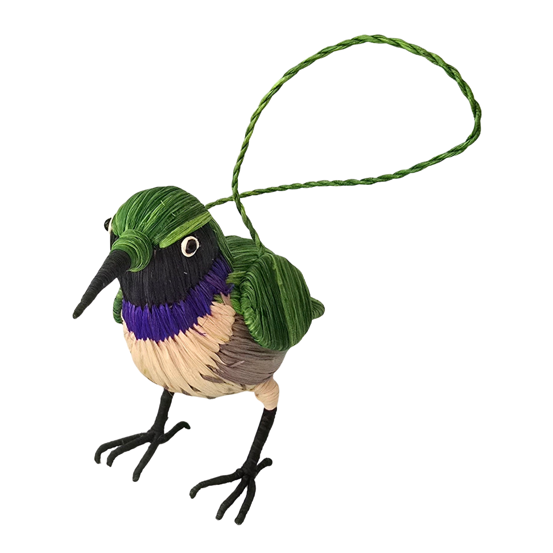 BLACK-CHINNED HUMMINGBIRD FAIR TRADE BIRD ORNAMENT - WOVEN BY PERUVIAN AMAZON ARTISAN - Amazon Ecology