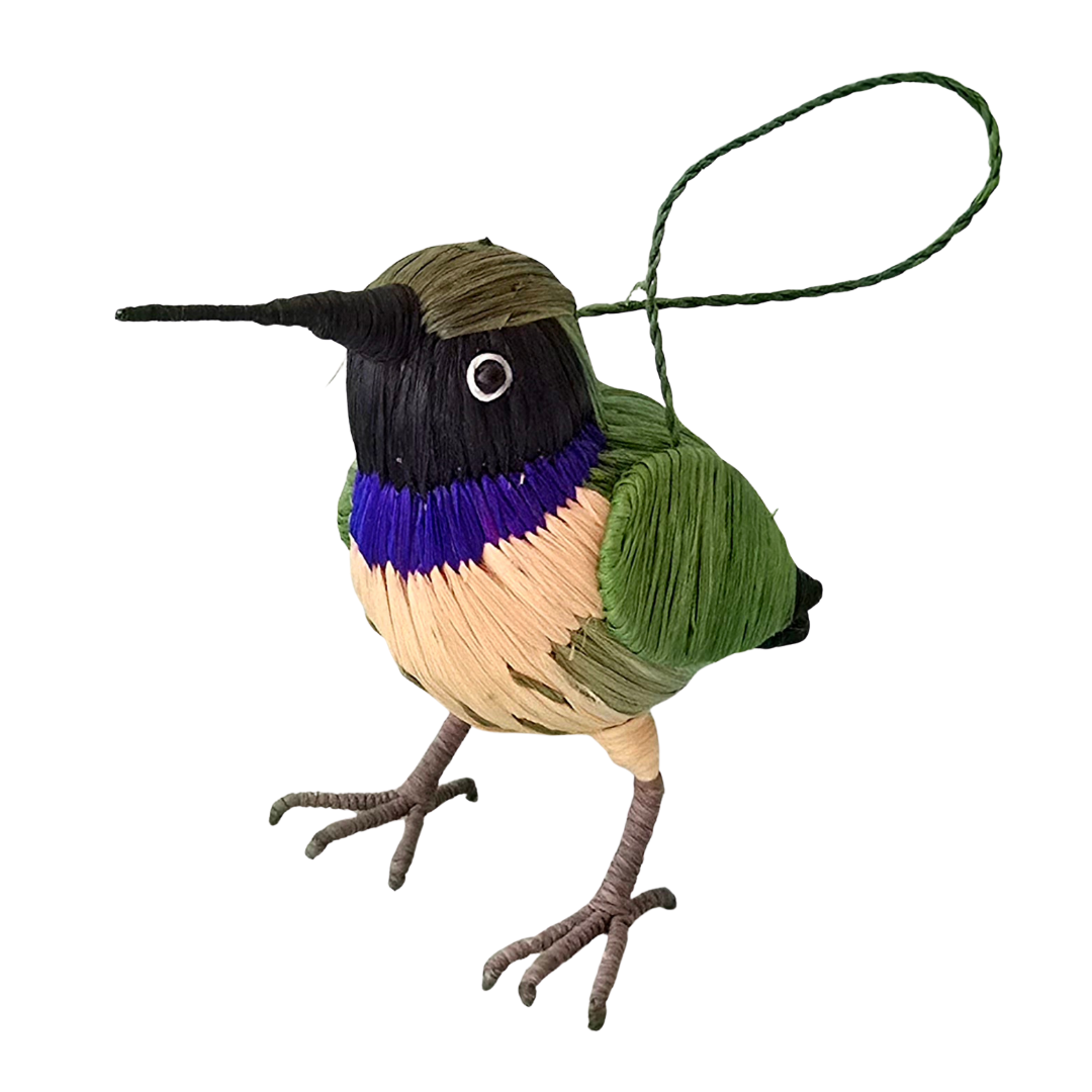 BLACK-CHINNED HUMMINGBIRD FAIR TRADE BIRD ORNAMENT - WOVEN BY PERUVIAN AMAZON ARTISAN - Amazon Ecology