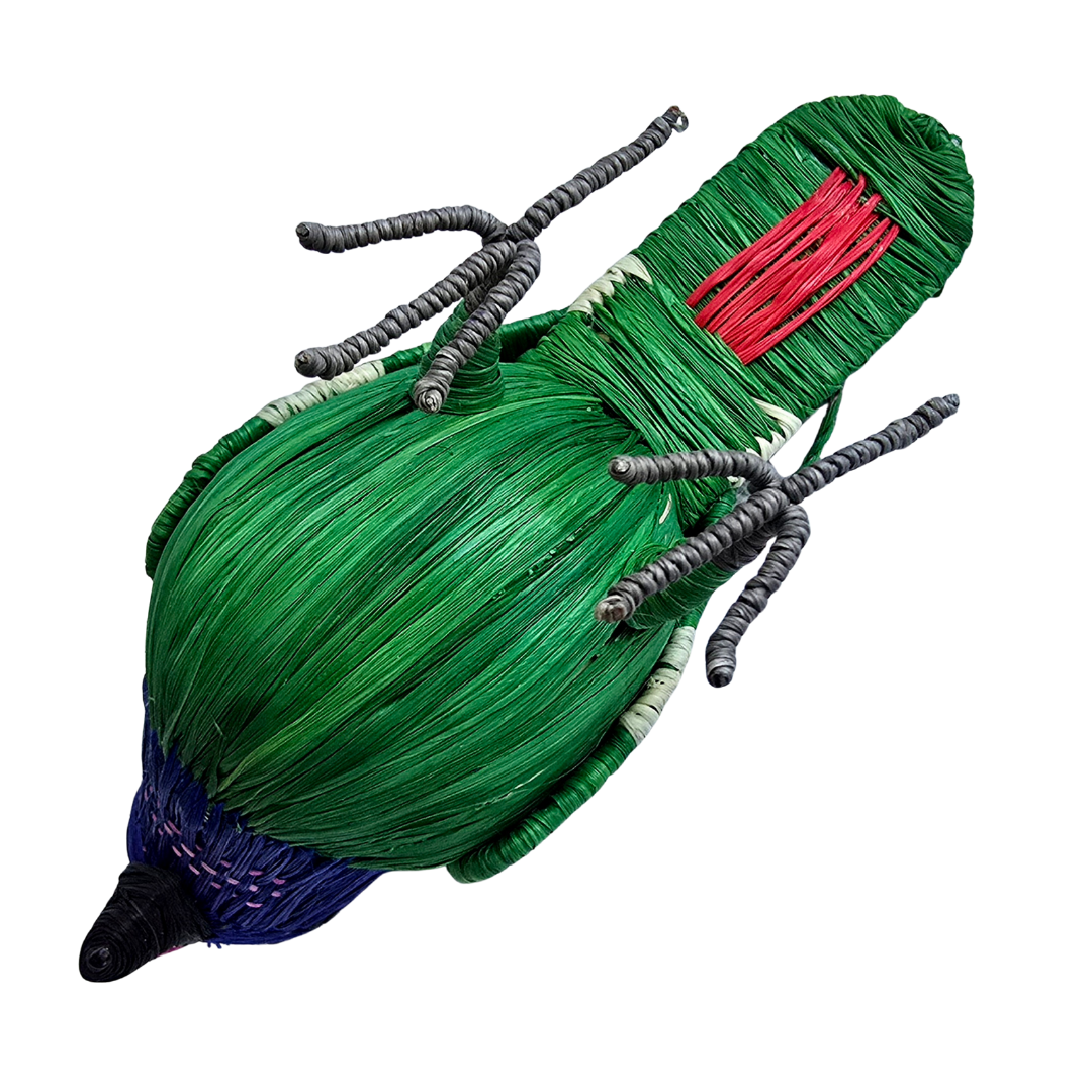 BLUE-HEADED PARROT BIRD - FAIR-TRADE CHRISTMAS TREE ORNAMENT - WOVEN BY PERUVIAN AMAZON ARTISAN