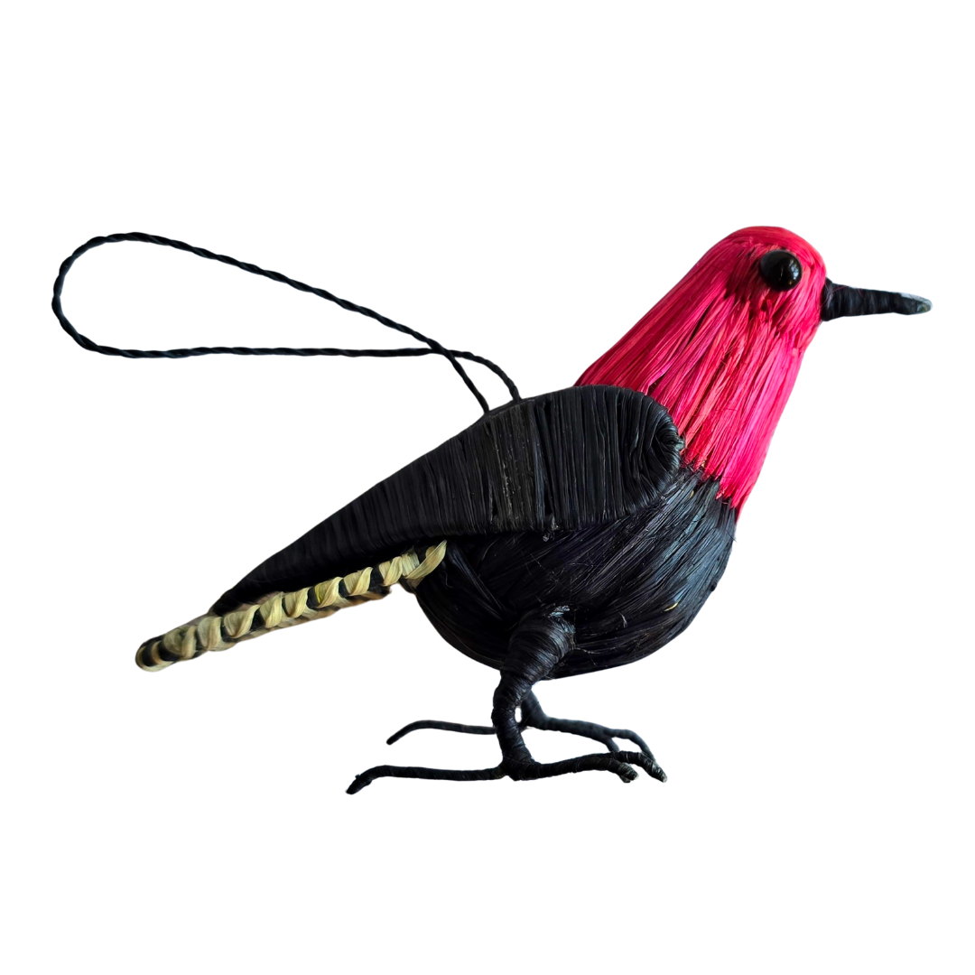 RED-HEADED BLACKBIRD (HUANCHACO) BIRD ORNAMENT - HANDMADE BY PERUVIAN AMAZON ARTISAN (Copy) - Amazon Ecology
