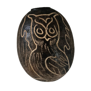 Shipibo pattern calabash hand rattle - made by Peruvian Amazon artisan - Amazon Ecology