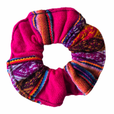 Colorful mantel pattern cotton scrunchies - made by artisan from Peruvian Amazon - Amazon Ecology
