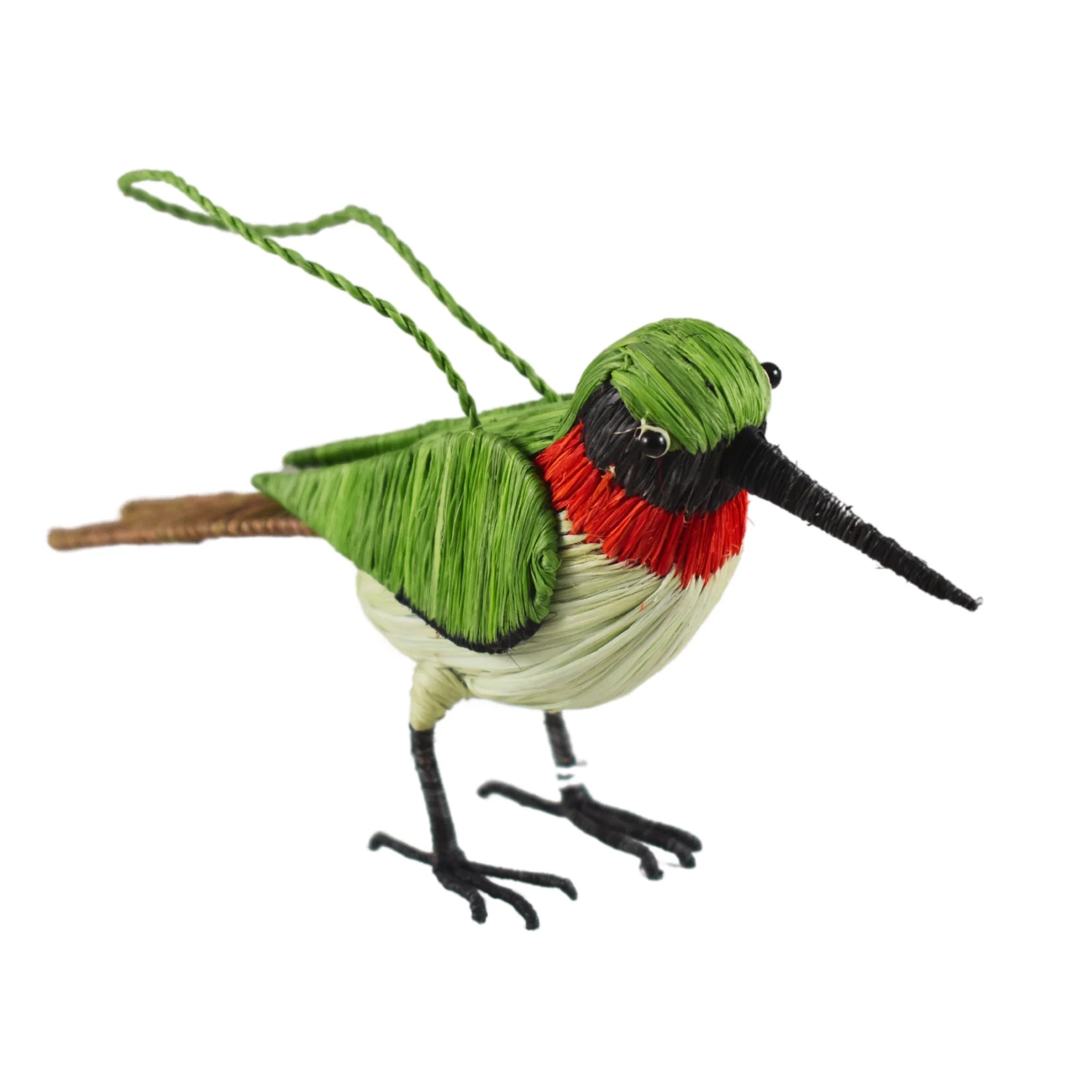 RUBY-THROATED HUMMINGBIRD - FAIR TRADE ORNAMENT- WOVEN BY PERUVIAN AMAZON ARTISAN - Amazon Ecology