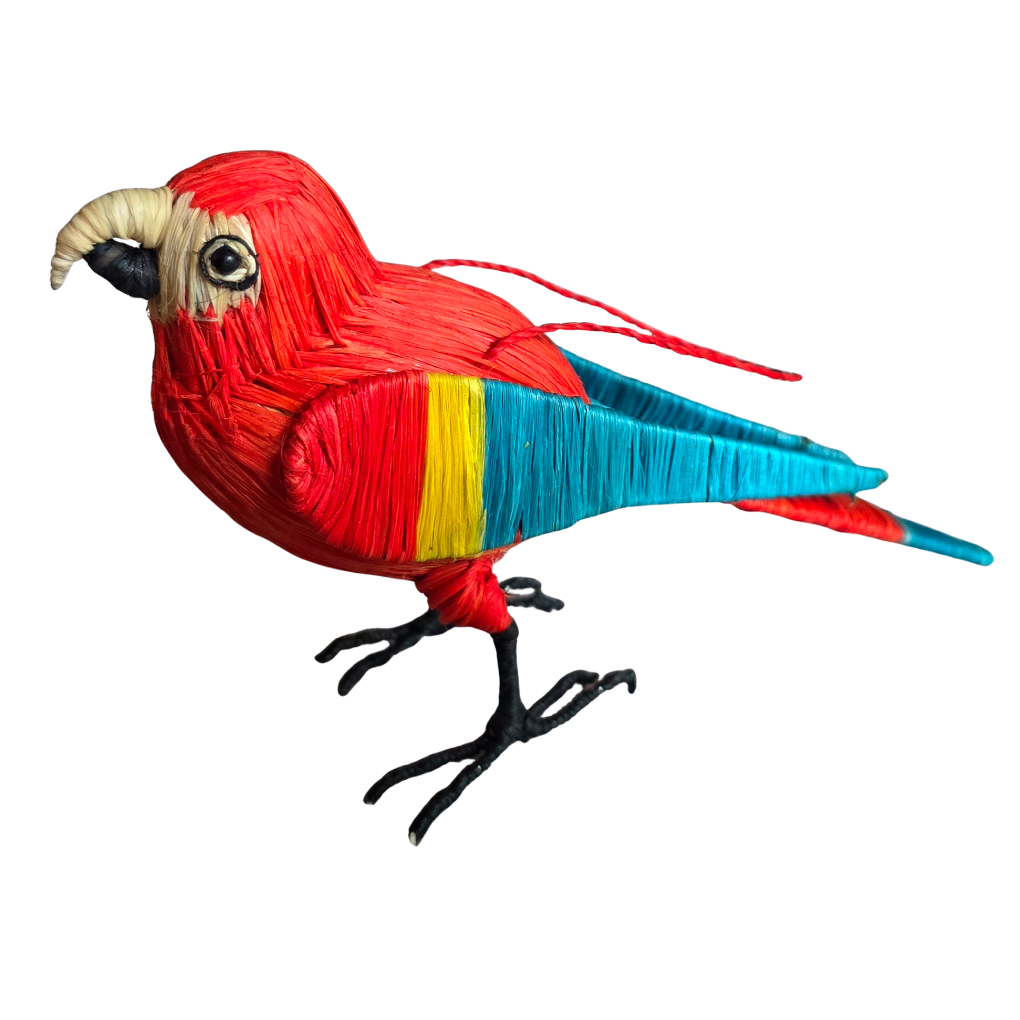 SCARLET MACAW - FAIR-TRADE BIRD ORNAMENT - WOVEN BY PERUVIAN AMAZON ARTISAN