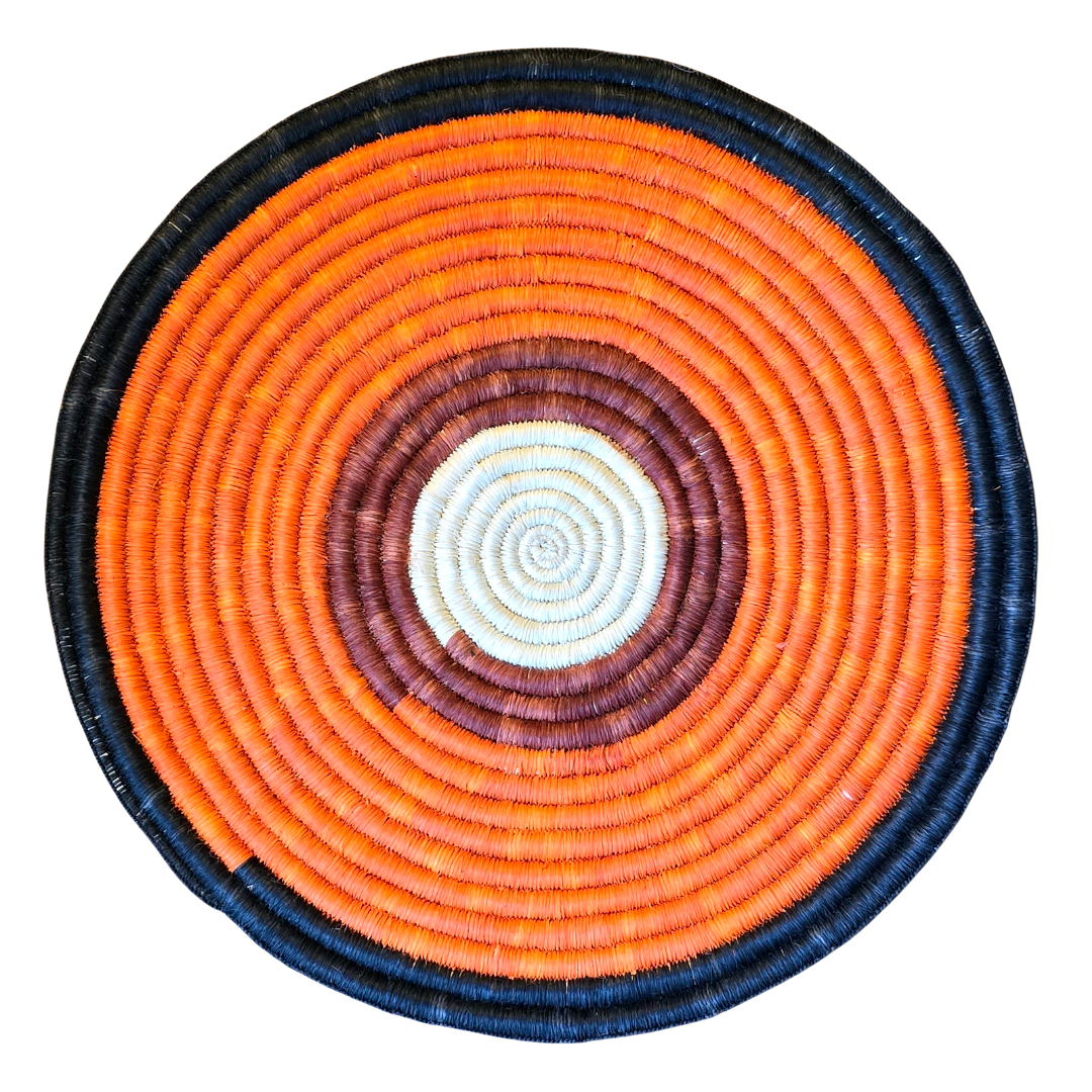 Woven hot pad (trivet) and center piece with earth-tone bands - Amazon Ecology