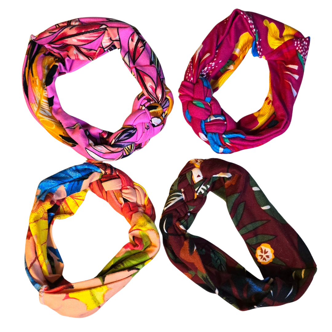 Nylon stretch head-band with braid - made by artisan from Peruvian Amazon - Amazon Ecology