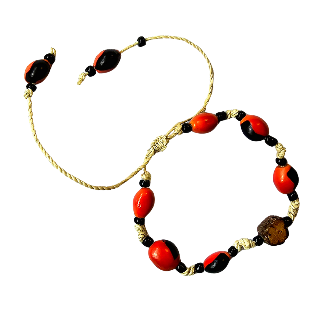 Huayruru and ayahuasca bracelet - made by Peruvian Amazon artisan - Amazon Ecology