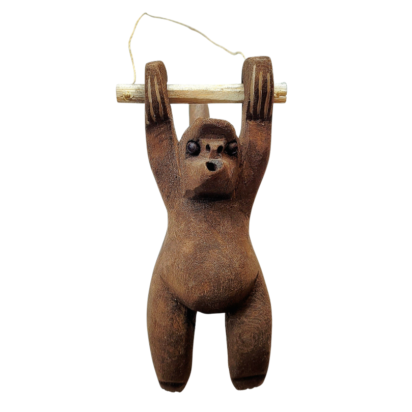 MONKEY BALSA WOOD FAIR -TRADE ORNAMENT - CARVED BY PERUVIAN AMAZON ARTISAN - Amazon Ecology