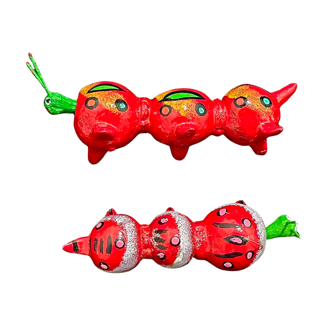 Bobble-head resin caterpillars and snail - made by an artisan from the Peruvian Amazon - Amazon Ecology