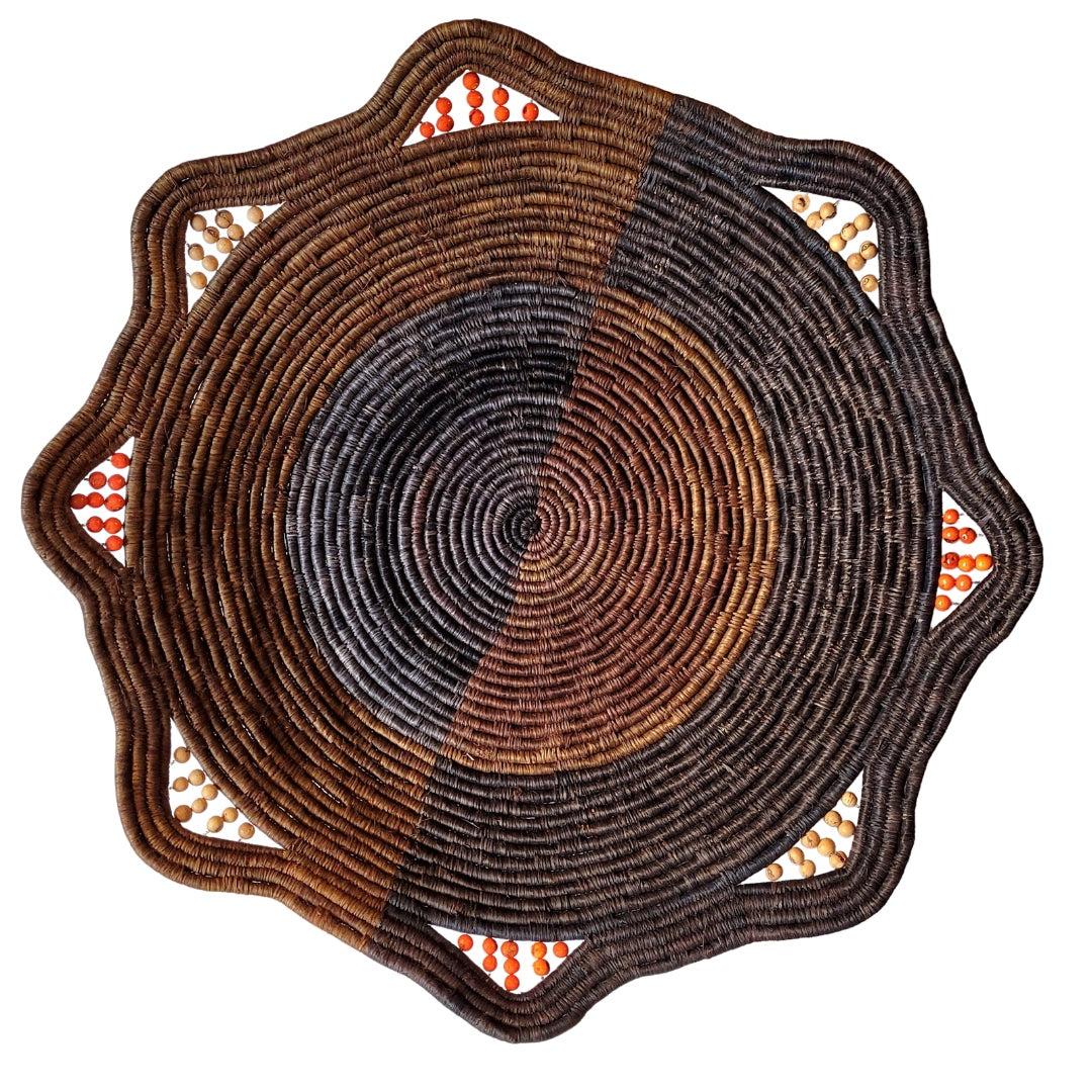 Walnut and Ebony Giant Handwoven Basket - Fair Trade Platter from the Peruvian Amazon - Amazon Ecology