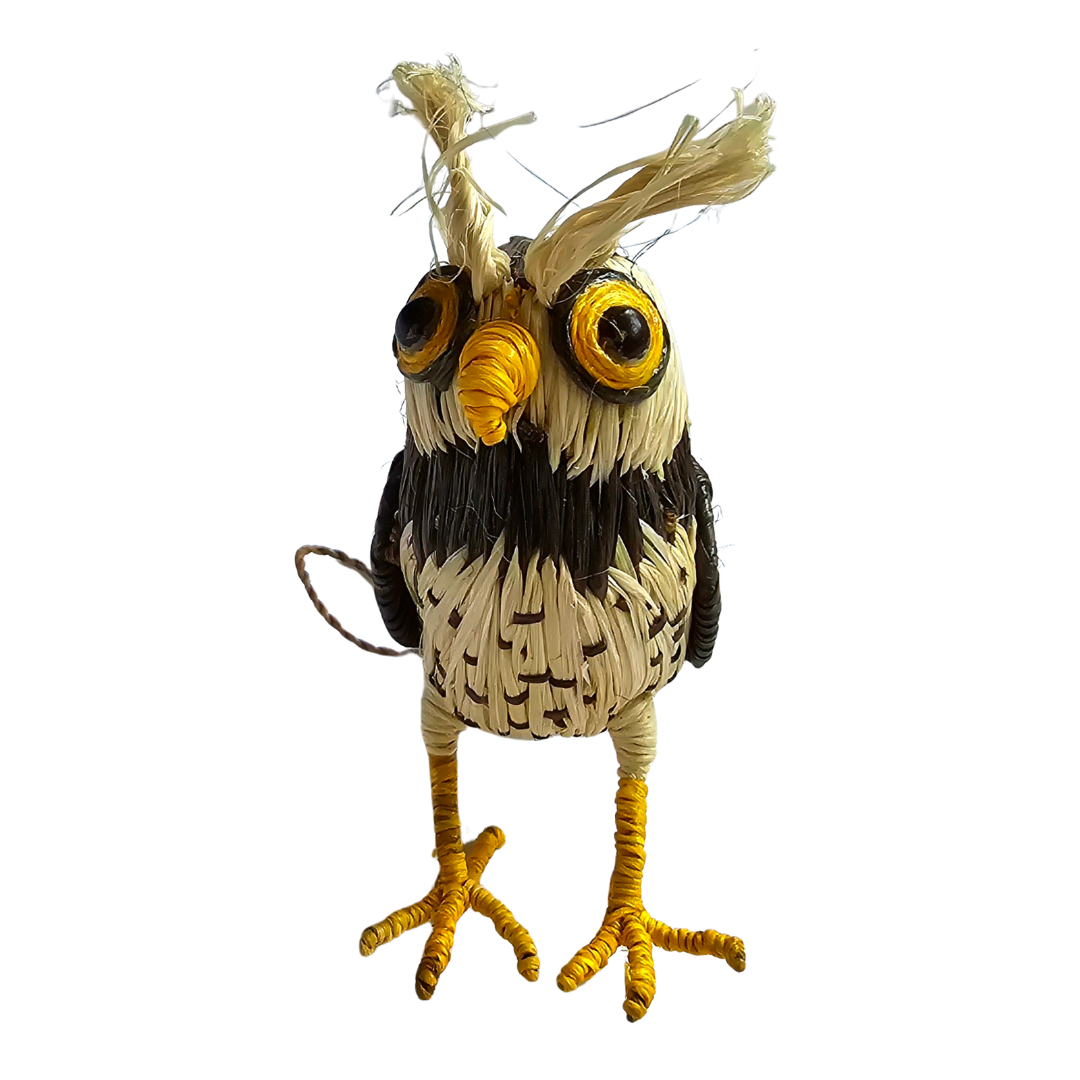 FANCIFUL OWLS - FAIR-TRADE CHRISTMAS TREE BIRD ORNAMENT - WOVEN BY PERUVIAN AMAZON ARTISAN - Amazon Ecology