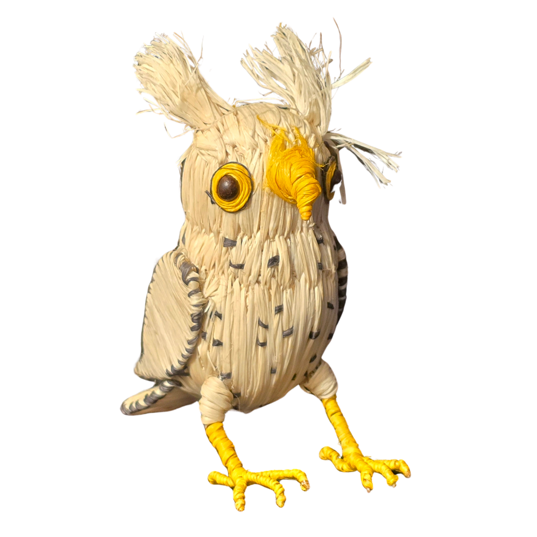 FANCIFUL OWLS - FAIR-TRADE CHRISTMAS TREE BIRD ORNAMENT - WOVEN BY PERUVIAN AMAZON ARTISAN - Amazon Ecology