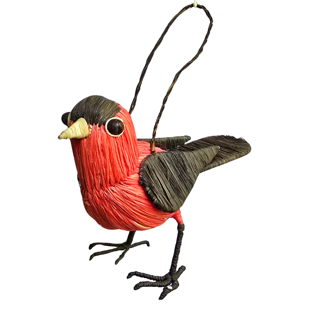 SCARLET TANAGER BIRD - F AIR-TRADE CHRISTMAS TREE ORNAMENT - WOVEN BY PERUVIAN AMAZON ARTISAN - Amazon Ecology