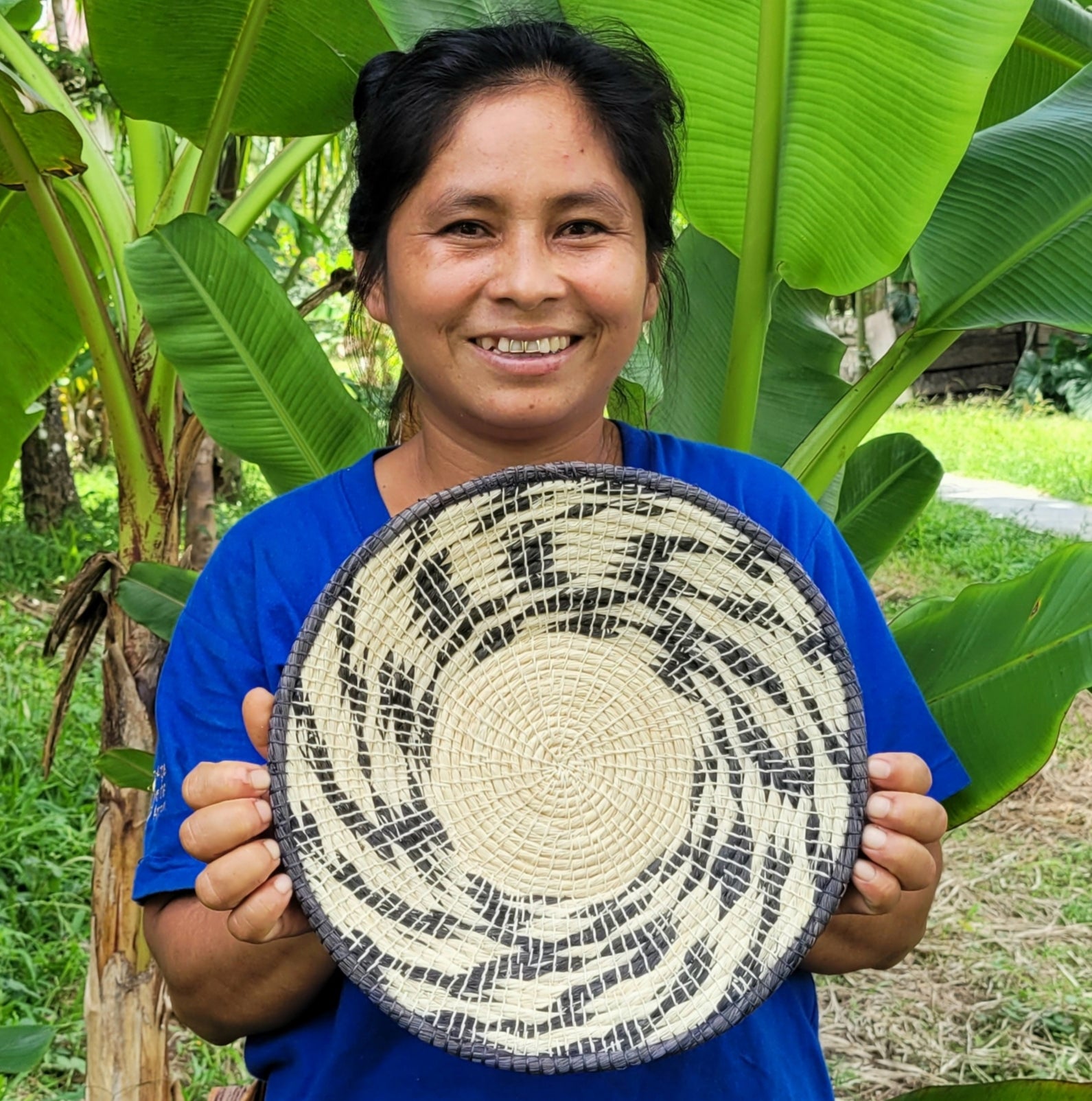 Chocolate and Charcoal Swirls - Fair Trade Basket - Handmade by Peruvian Amazon artisan - Amazon Ecology