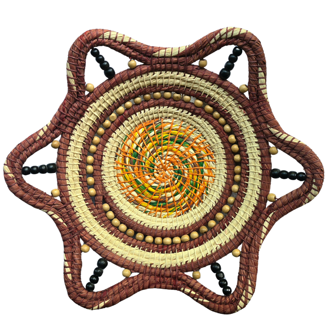 RASPBERRY SWIRL HANDMADE CHAMBIRA PALM FIBER BASKET - WOVEN BY ARTISAN FROM PERUVIAN AMAZON - Amazon Ecology