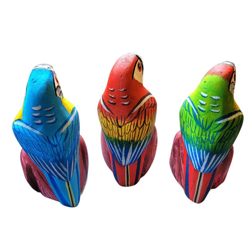 MACAW BALSA WOOD FAIR -TRADE DECORATION - CARVED BY PERUVIAN AMAZON ARTISAN - Amazon Ecology