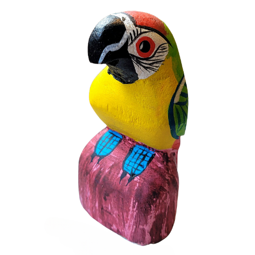 MACAW BALSA WOOD FAIR -TRADE DECORATION - CARVED BY PERUVIAN AMAZON ARTISAN - Amazon Ecology