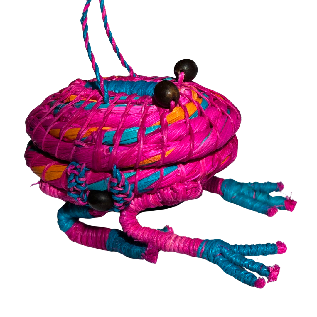 FROG - WOVEN AMPHIBIAN FAIR-TRADE CHRISTMAS TREE ORNAMENT AND RING KEEPER - MADE BY PERUVIAN AMAZON ARTISAN - Amazon Ecology