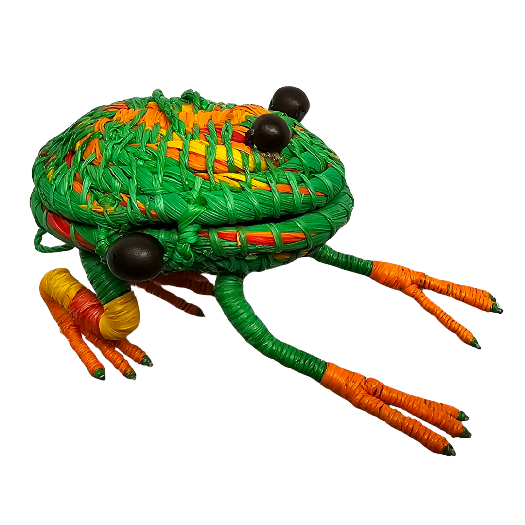 FROG - WOVEN AMPHIBIAN FAIR-TRADE CHRISTMAS TREE ORNAMENT AND RING KEEPER - MADE BY PERUVIAN AMAZON ARTISAN - Amazon Ecology