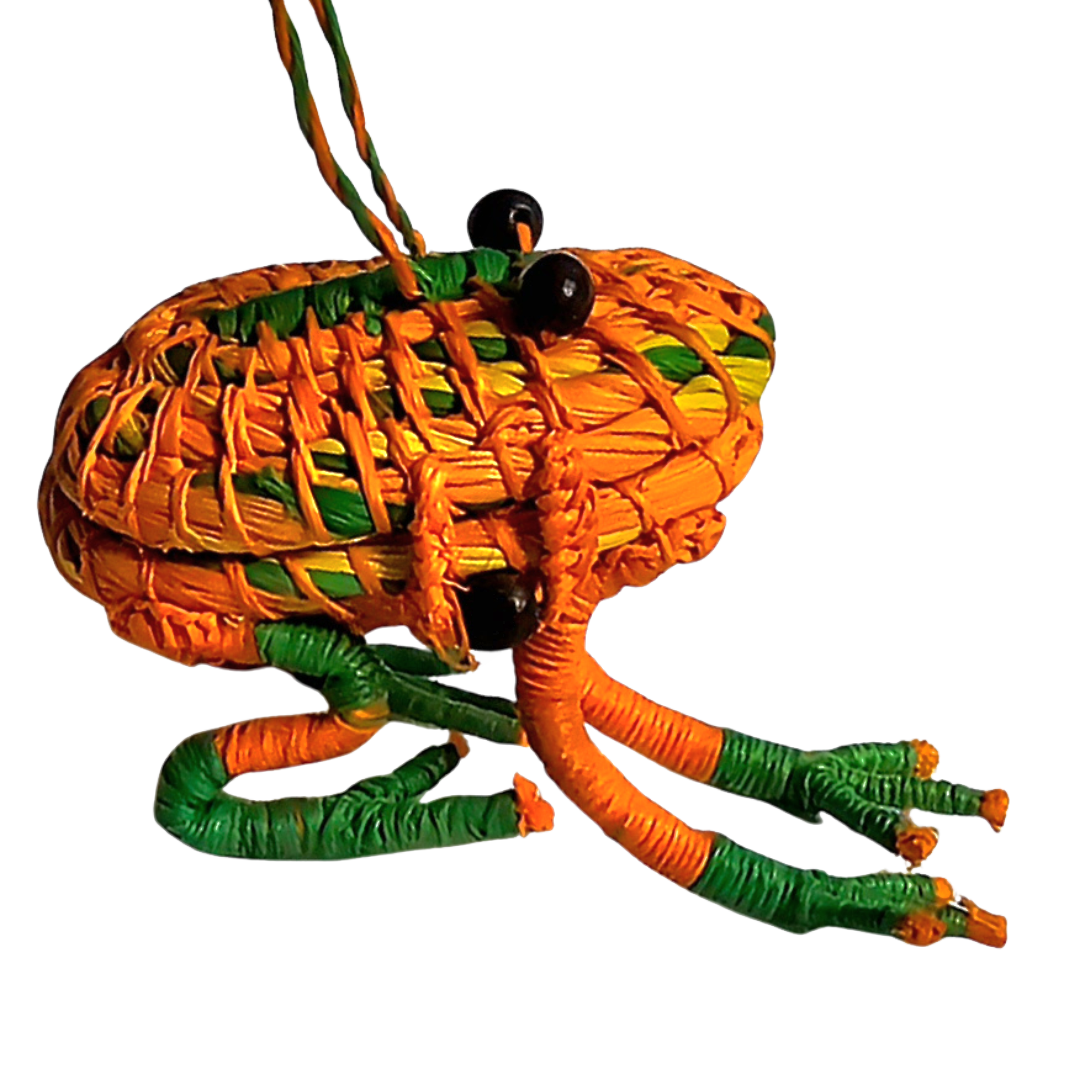 FROG - WOVEN AMPHIBIAN FAIR-TRADE CHRISTMAS TREE ORNAMENT AND RING KEEPER - MADE BY PERUVIAN AMAZON ARTISAN - Amazon Ecology