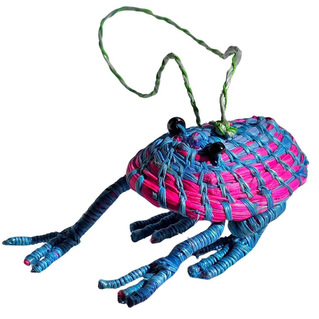 FROG - WOVEN AMPHIBIAN FAIR-TRADE CHRISTMAS TREE ORNAMENT AND RING KEEPER - MADE BY PERUVIAN AMAZON ARTISAN - Amazon Ecology