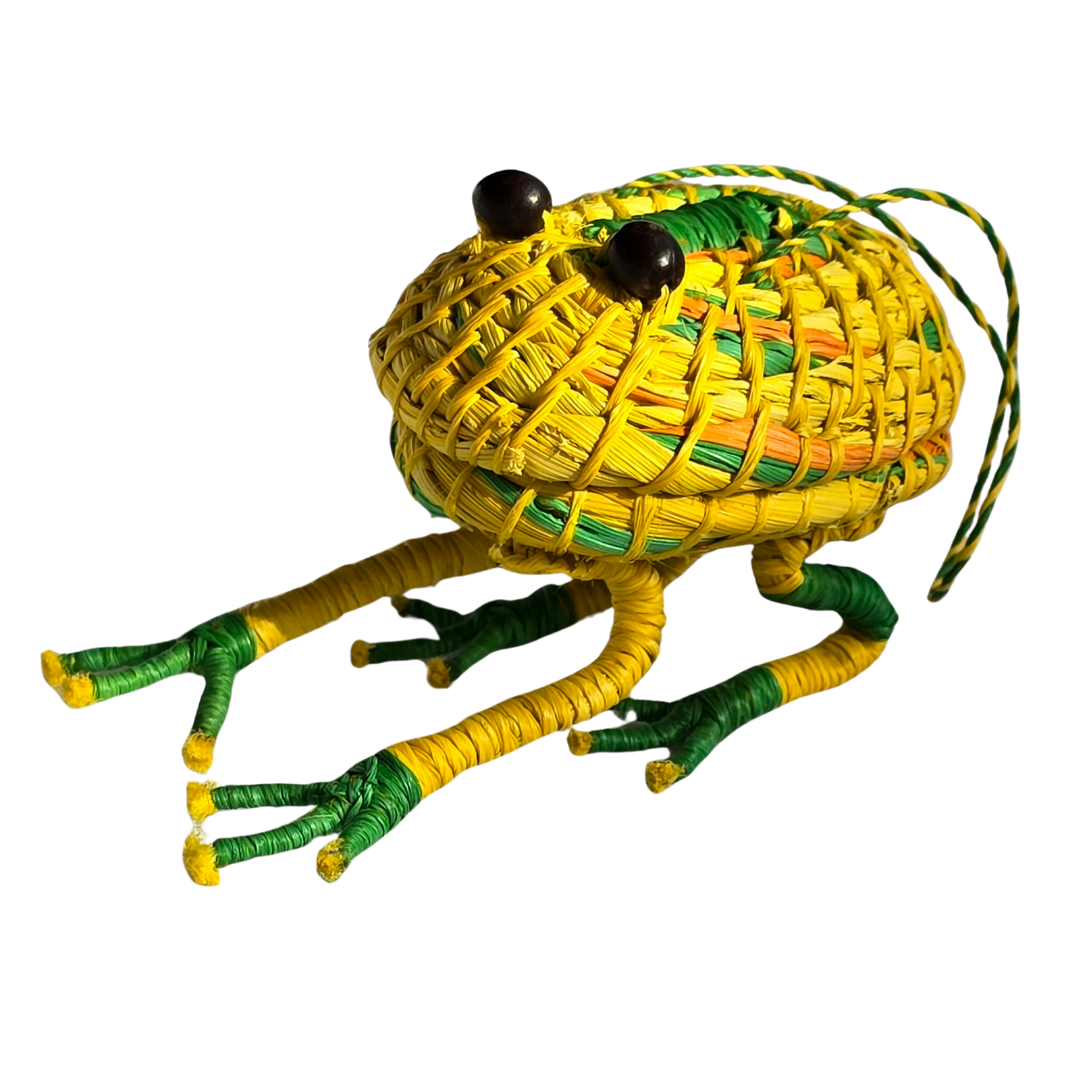 FROG - WOVEN AMPHIBIAN FAIR-TRADE CHRISTMAS TREE ORNAMENT AND RING KEEPER - MADE BY PERUVIAN AMAZON ARTISAN - Amazon Ecology