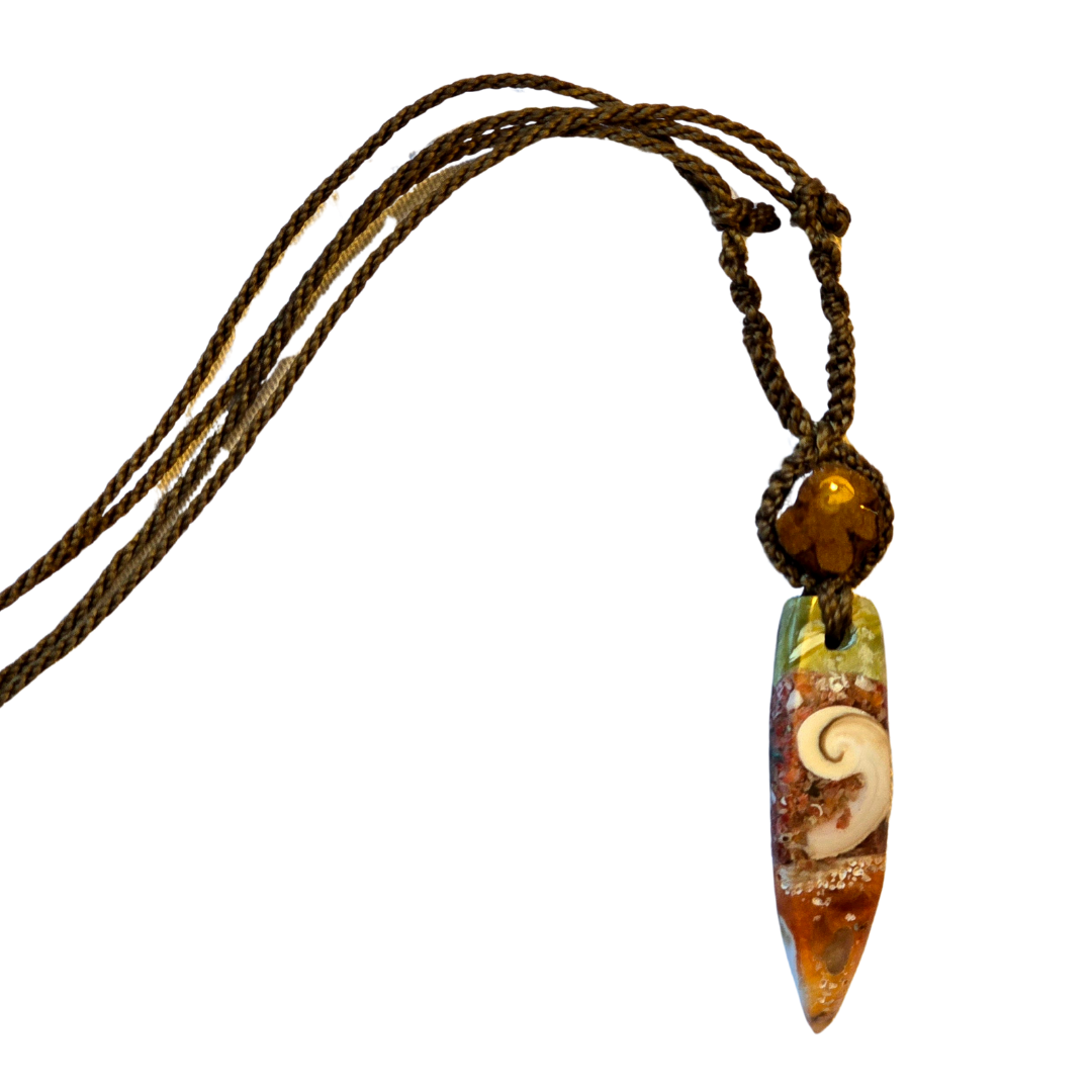 Ayahuasca, abalone and spearpoint stone necklace from the Peruvian Amazon - Amazon Ecology