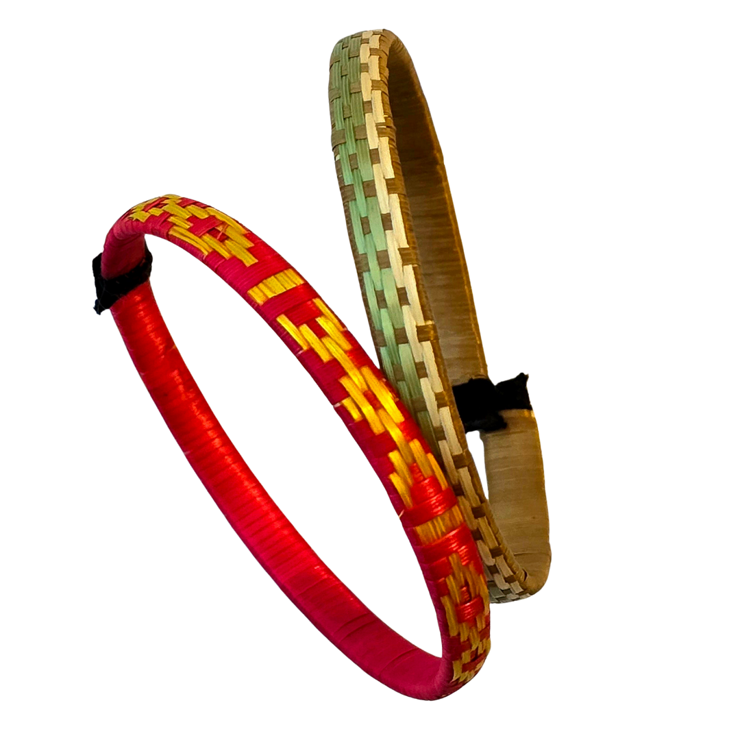 Multi-colored caña flecha wrap-around bracelets from the Peruvian Amazon - Amazon Ecology
