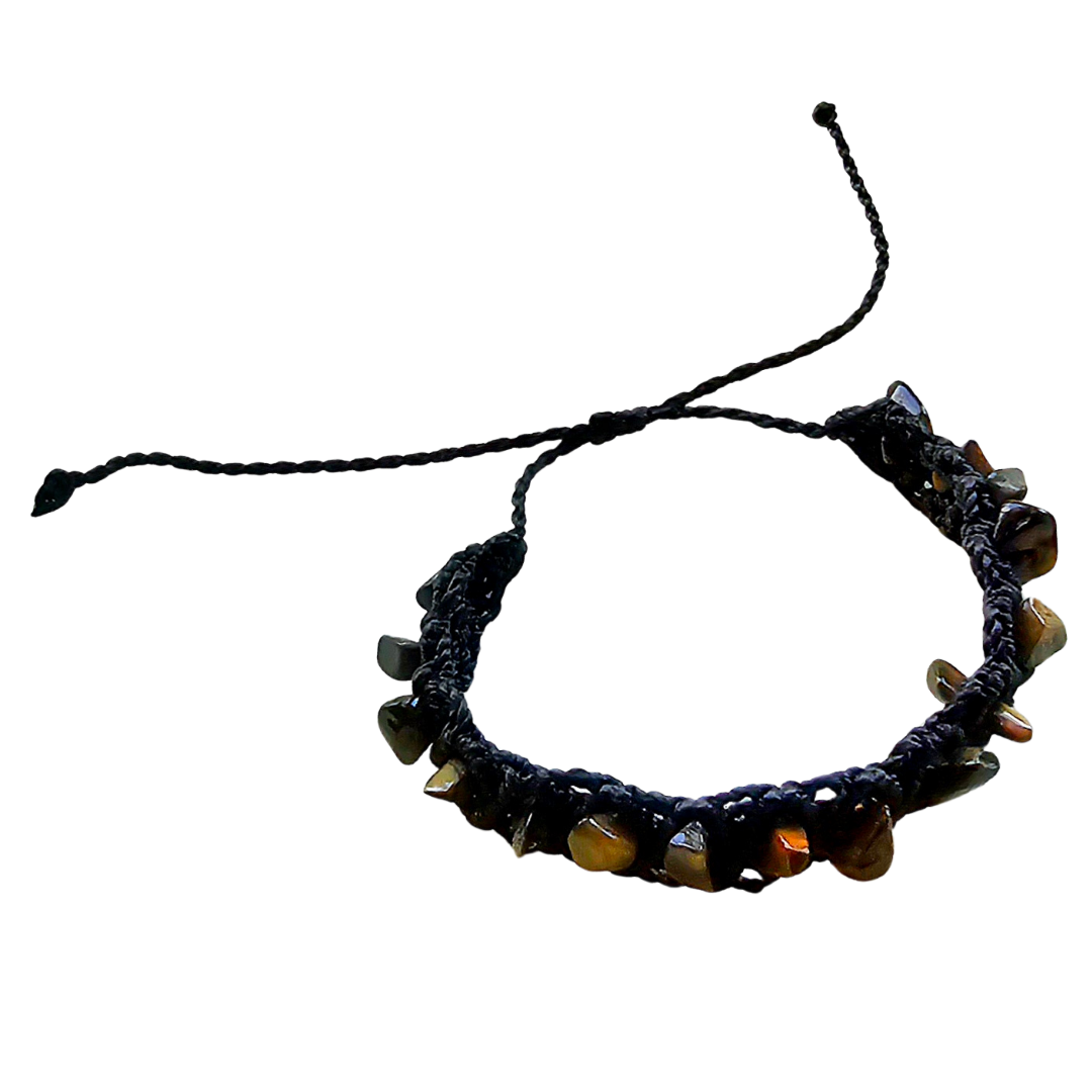 Macrame bracelet with rough stones - made by Peruvian Amazon artisan - Amazon Ecology