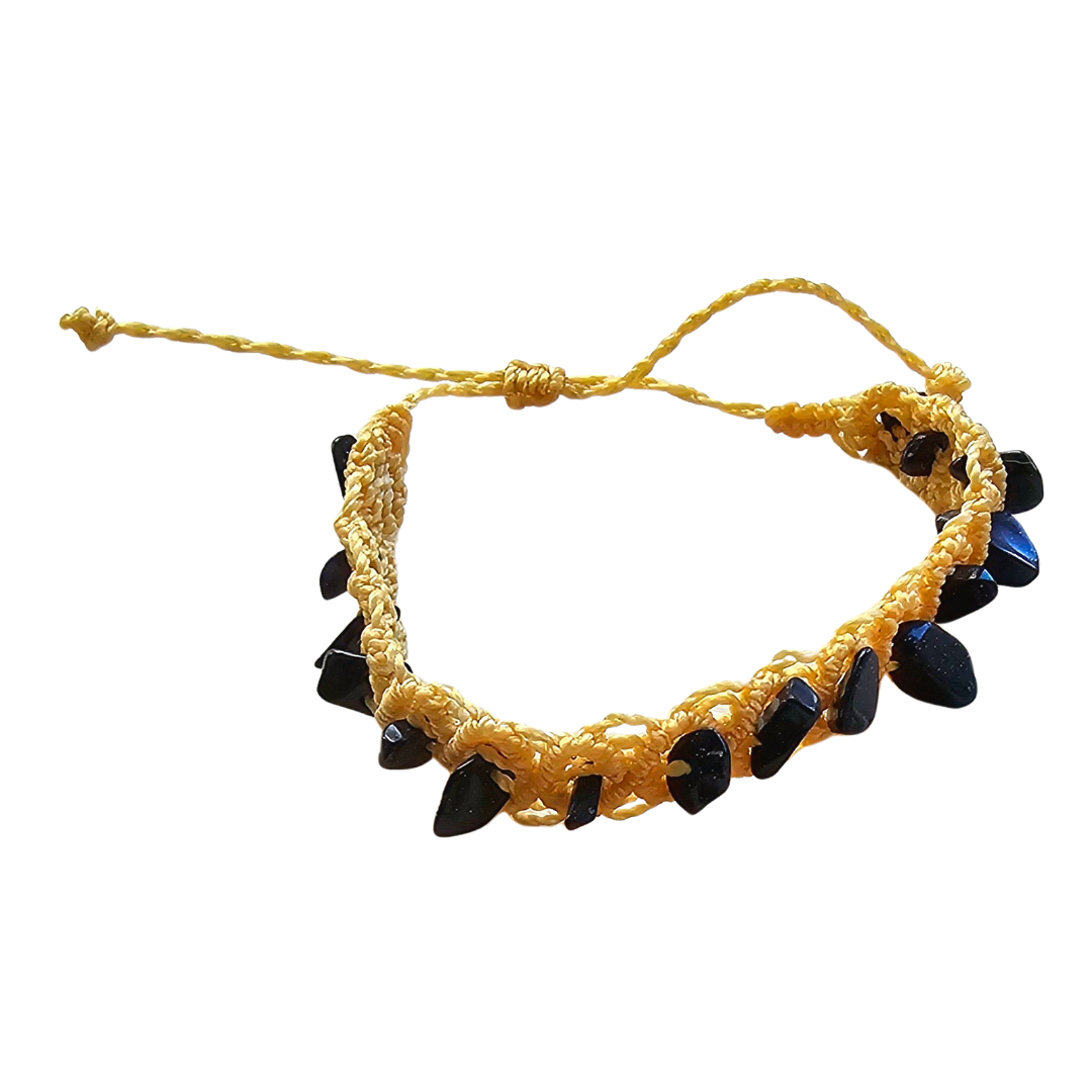 Macrame bracelet with rough stones - made by Peruvian Amazon artisan - Amazon Ecology