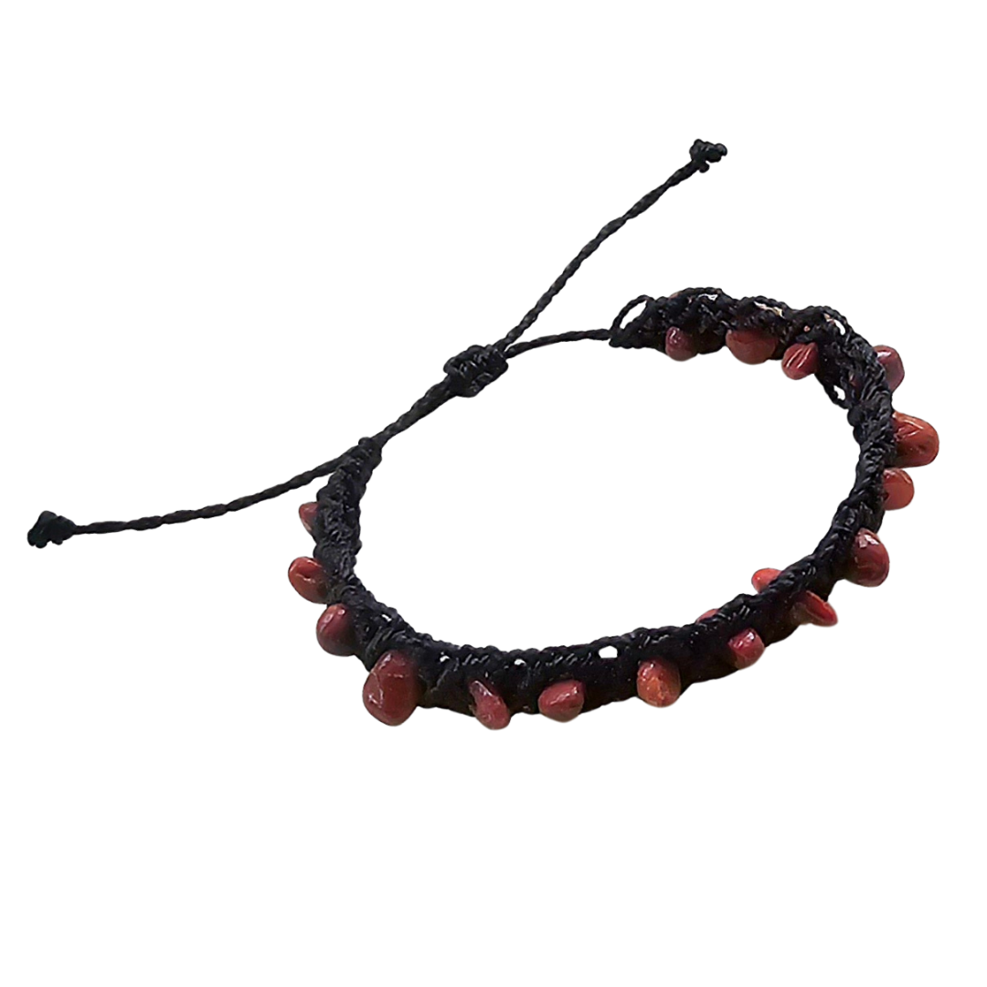 Macrame bracelet with rough stones - made by Peruvian Amazon artisan - Amazon Ecology