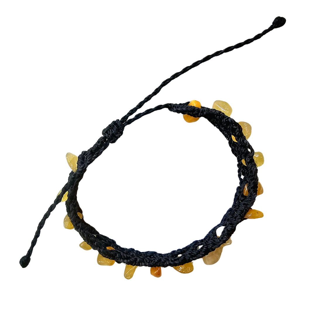 Macrame bracelet with rough stones - made by Peruvian Amazon artisan - Amazon Ecology