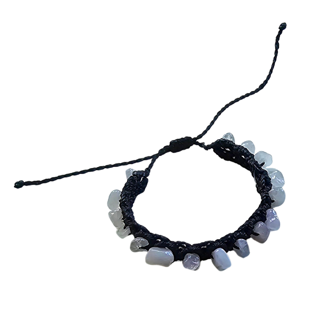 Macrame bracelet with rough stones - made by Peruvian Amazon artisan - Amazon Ecology