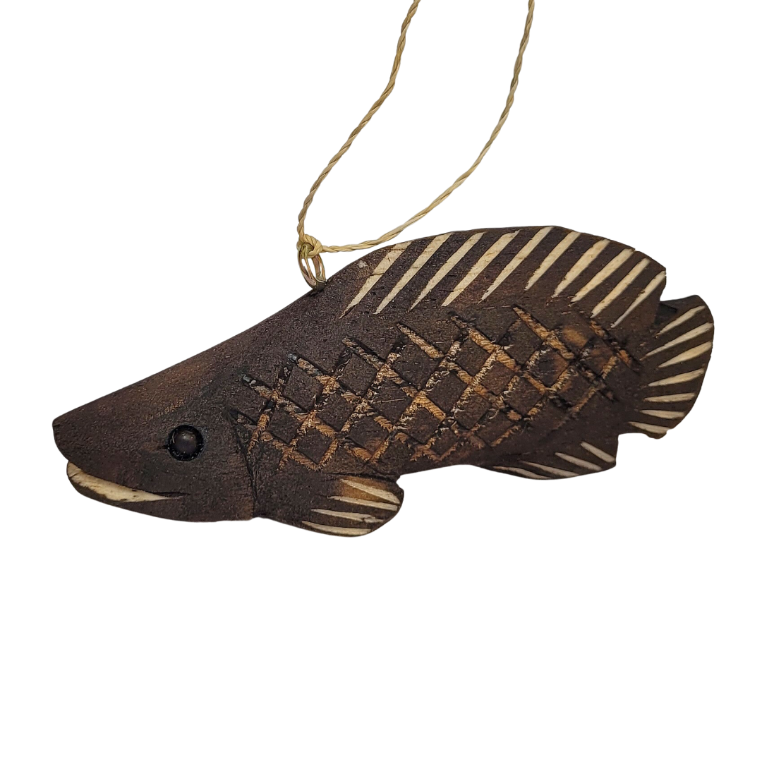 PAICHE FISH BALSA WOOD FAIR -TRADE ORNAMENT - CARVED BY PERUVIAN AMAZON ARTISAN - Amazon Ecology