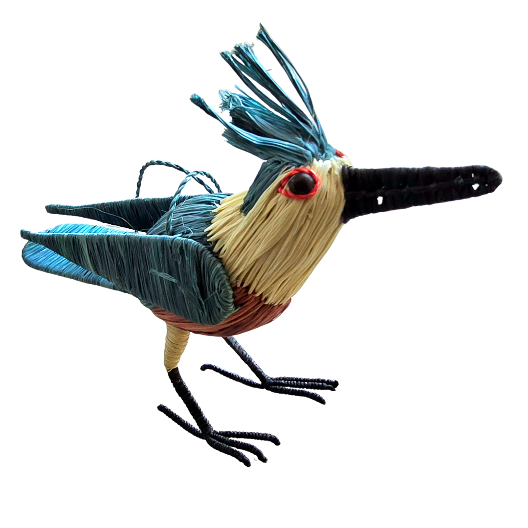 KINGFISHER WOVEN BIRD FAIR-TRADE CHRISTMAS TREE ORNAMENT - WOVEN BY PERUVIAN AMAZON ARTISAN - Amazon Ecology