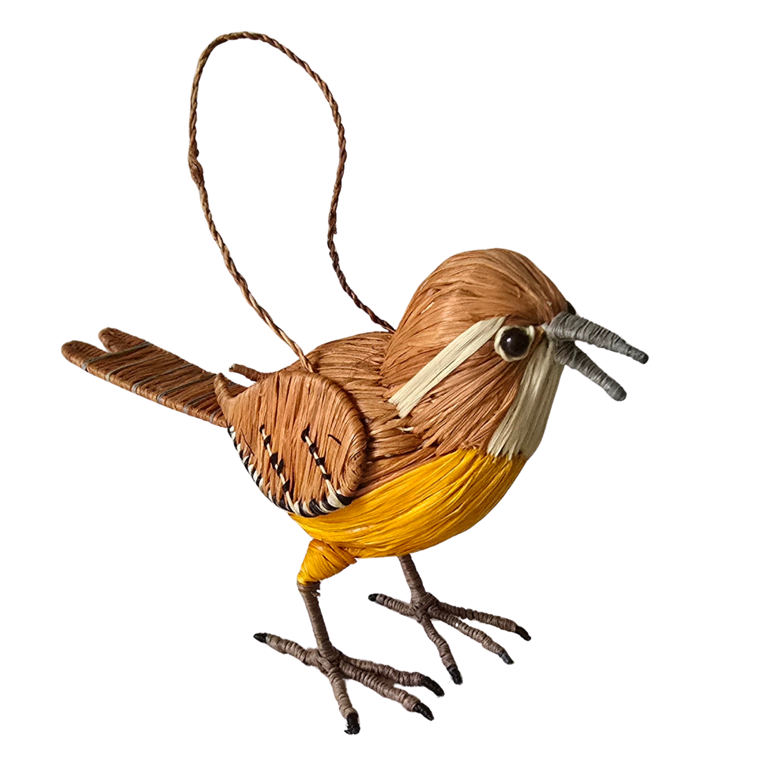 CAROLINA WREN BIRD - FAIR TRADE CHRISTMAS TREE ORNAMENT - WOVEN BY PERUVIAN AMAZON ARTISAN