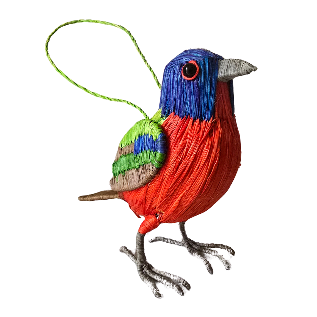 PAINTED BUNTING BIRD - FAIR TRADE CHRISTMAS TREE ORNAMENT - WOVEN BY PERUVIAN AMAZON ARTISAN - Amazon Ecology