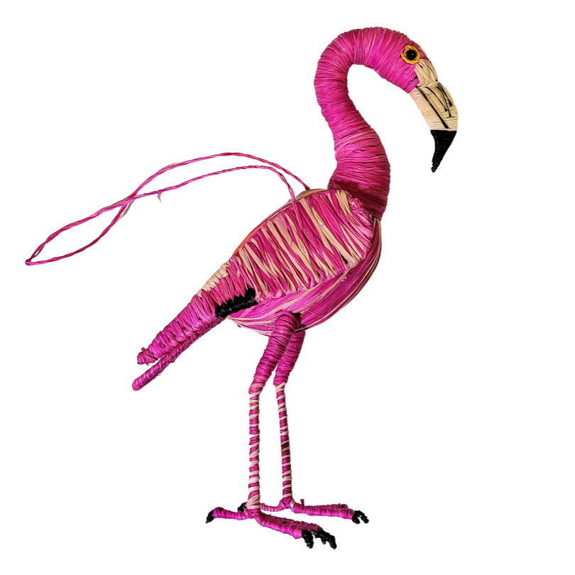 PINK FLAMINGO FAIR-TRADE CHRISTMAS TREE ORNAMENTS - WOVEN BY PERUVIAN AMAZON ARTISAN - Amazon Ecology