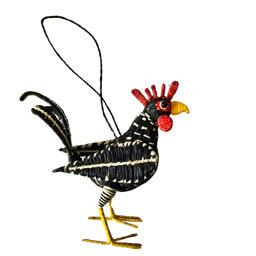 ROOSTER BIRD - FAIR TRADE CHRISTMAS TREE ORNAMENT - WOVEN BY PERUVIAN AMAZON ARTISAN - Amazon Ecology