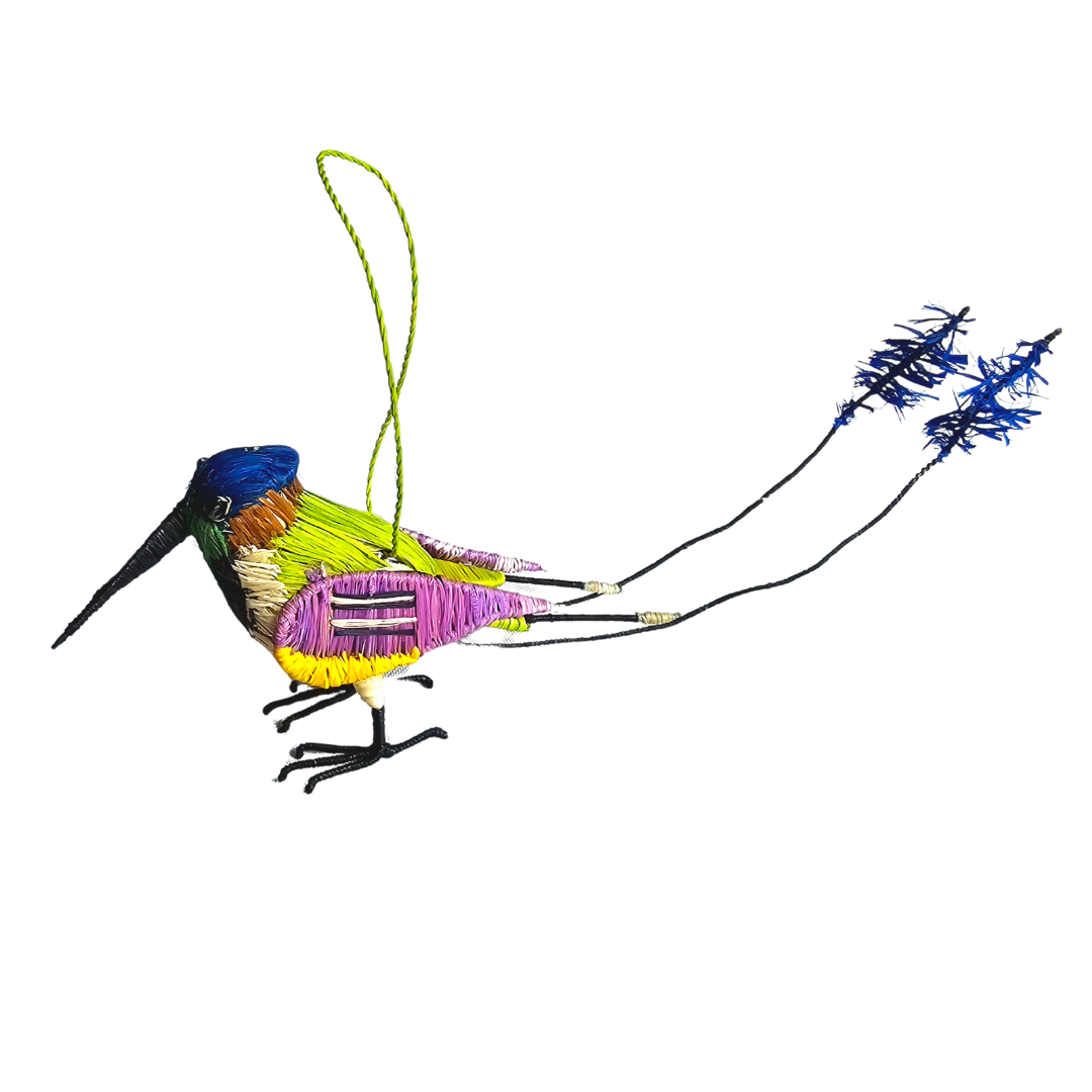 FAIR -TRADE CHRISTMAS TREE ORNAMENT - MARVELOUS SPATULE TAIL HUMMINGBIRD - WOVEN BY PERUVIAN AMAZON ARTISAN - Amazon Ecology