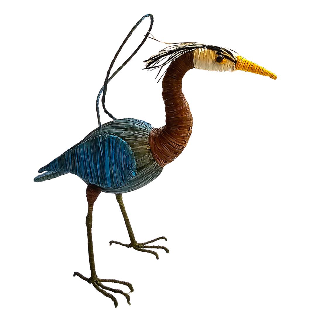 GREAT BLUE HERON BIRD FAIR-TRADE CHRISTMAS TREE ORNAMENTS - WOVEN BY PERUVIAN AMAZON ARTISAN - Amazon Ecology