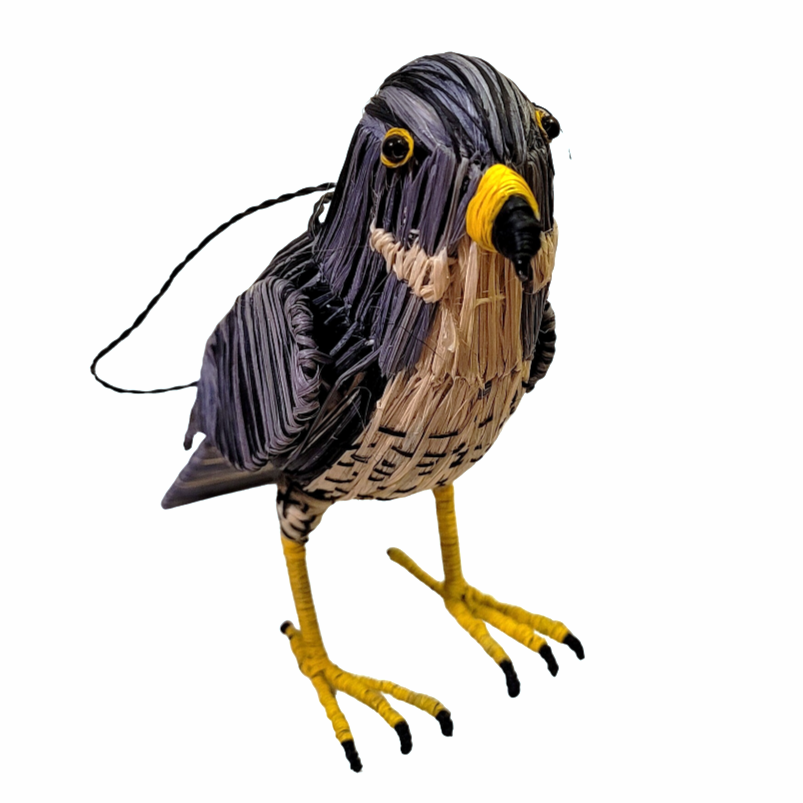 PEREGRINE FALCON BIRD - FAIR-TRADE CHRISTMAS TREE ORNAMENT - WOVEN BY PERUVIAN AMAZON ARTISAN - Amazon Ecology