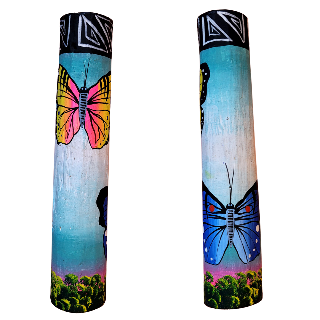 Rainsticks with wildlife and Kukama designs from the Peruvian Amazon - Amazon Ecology