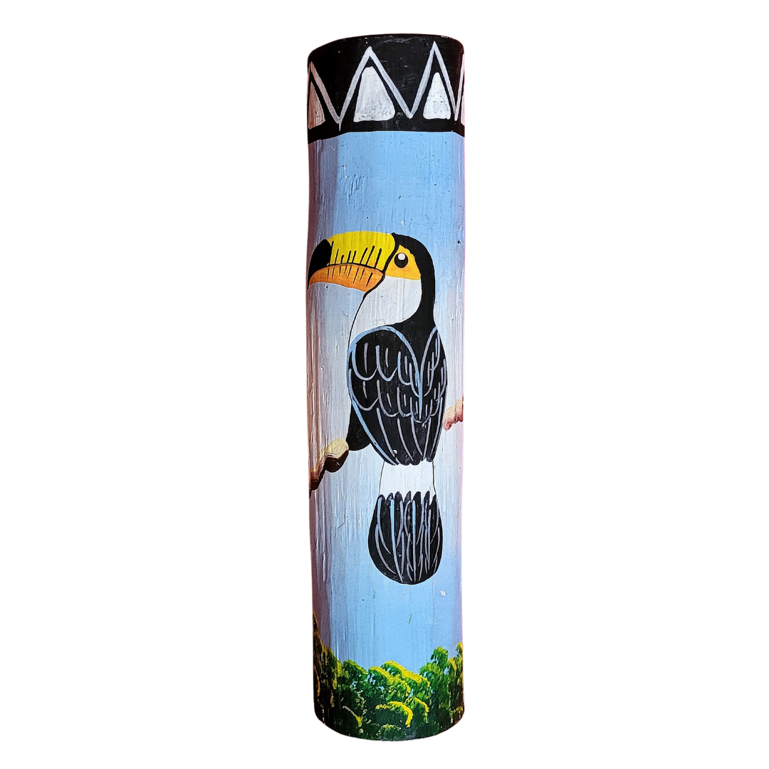 Rainsticks with wildlife and Kukama designs from the Peruvian Amazon - Amazon Ecology