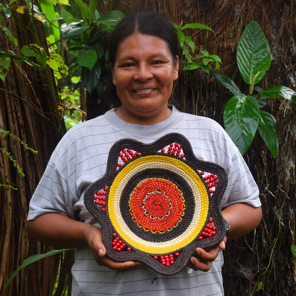 Midnight Sun - Stunning Decorative Basket - Fair Trade and Hand made by Peruvian Amazon artisan - Amazon Ecology