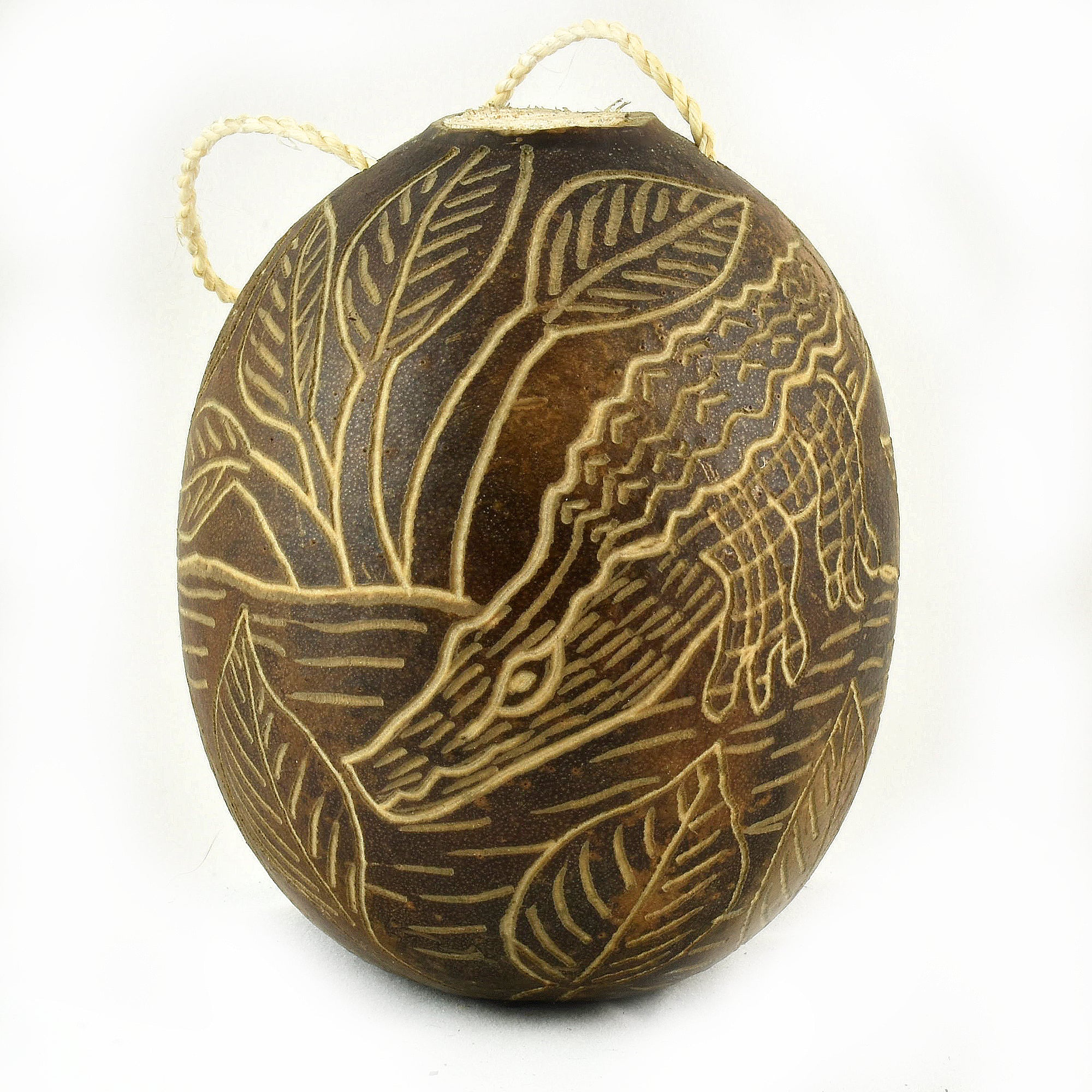 Caiman Reptile Calabash Christmas tree ornament and hand rattle - Amazon Ecology