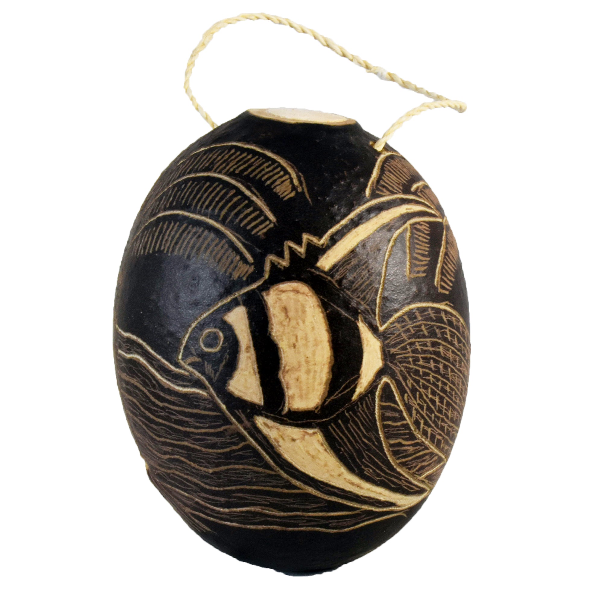 Angel Fish Calabash Christmas tree ornament and hand rattle - Amazon Ecology